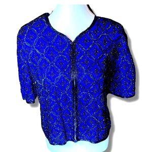 Sequin Vintage Stenay Deadstock Beaded Silk Swiftie Evening Retro Glam Medium‎